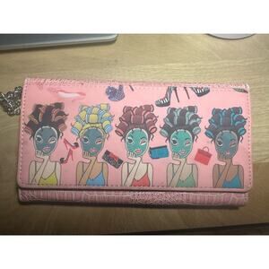 Super Girly Cross body chain wallet patent leather pink wallet/purse with chain